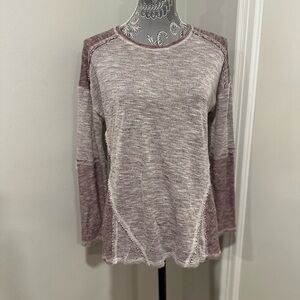 Faded Glory Women's Maroon and Cream Long Sleeve Top